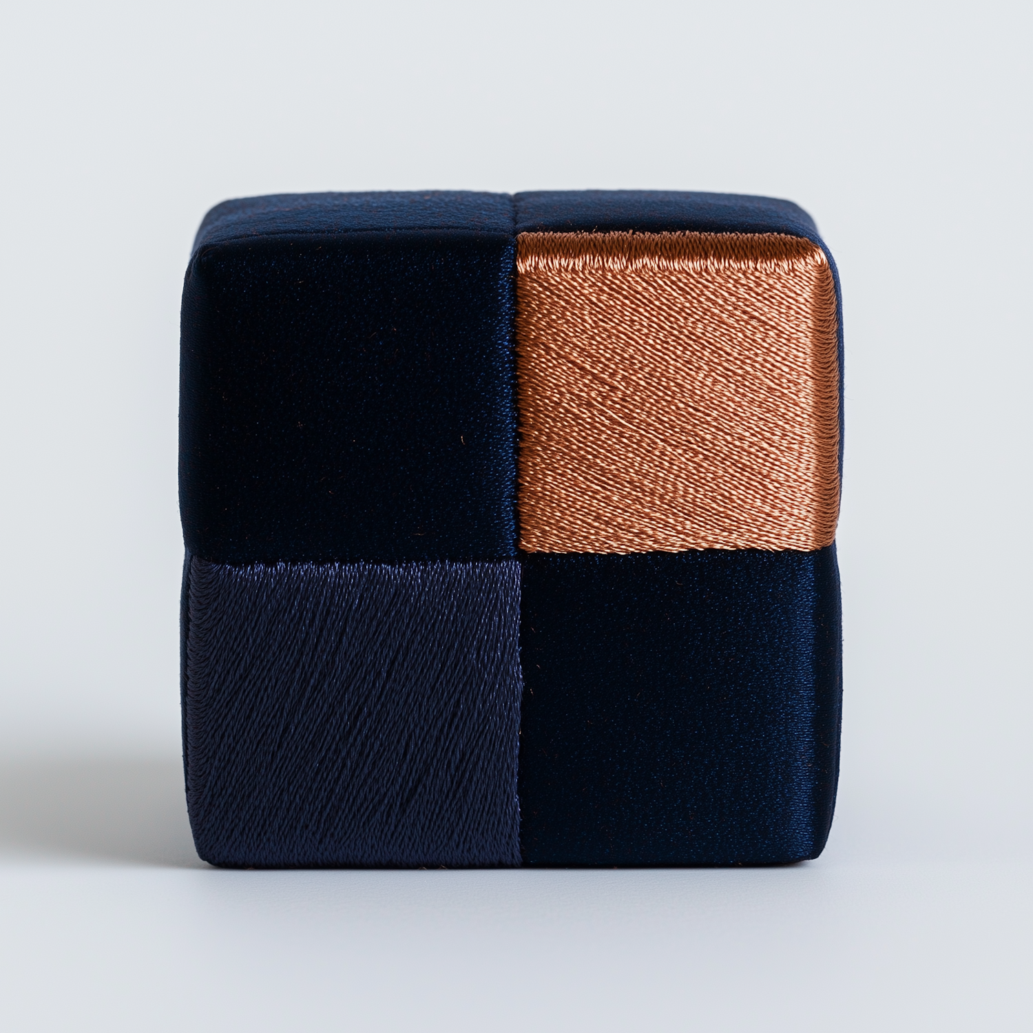 Textured Cube with Copper and Navy Quadrants