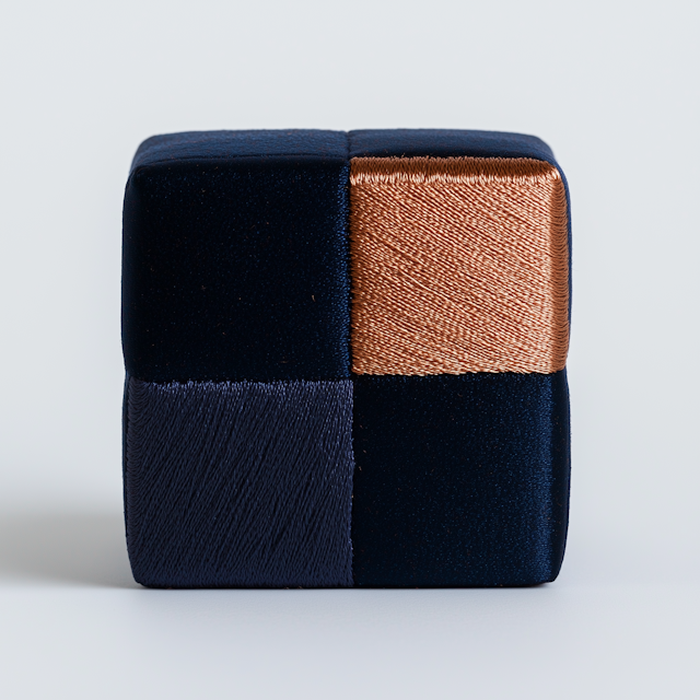 Textured Cube with Copper and Navy Quadrants