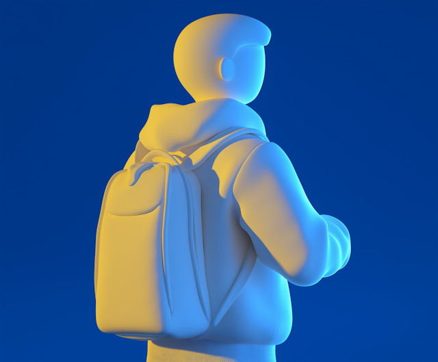 Abstract Human Figure with Backpack