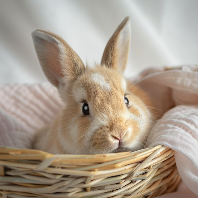 Serene Rabbit in Basket