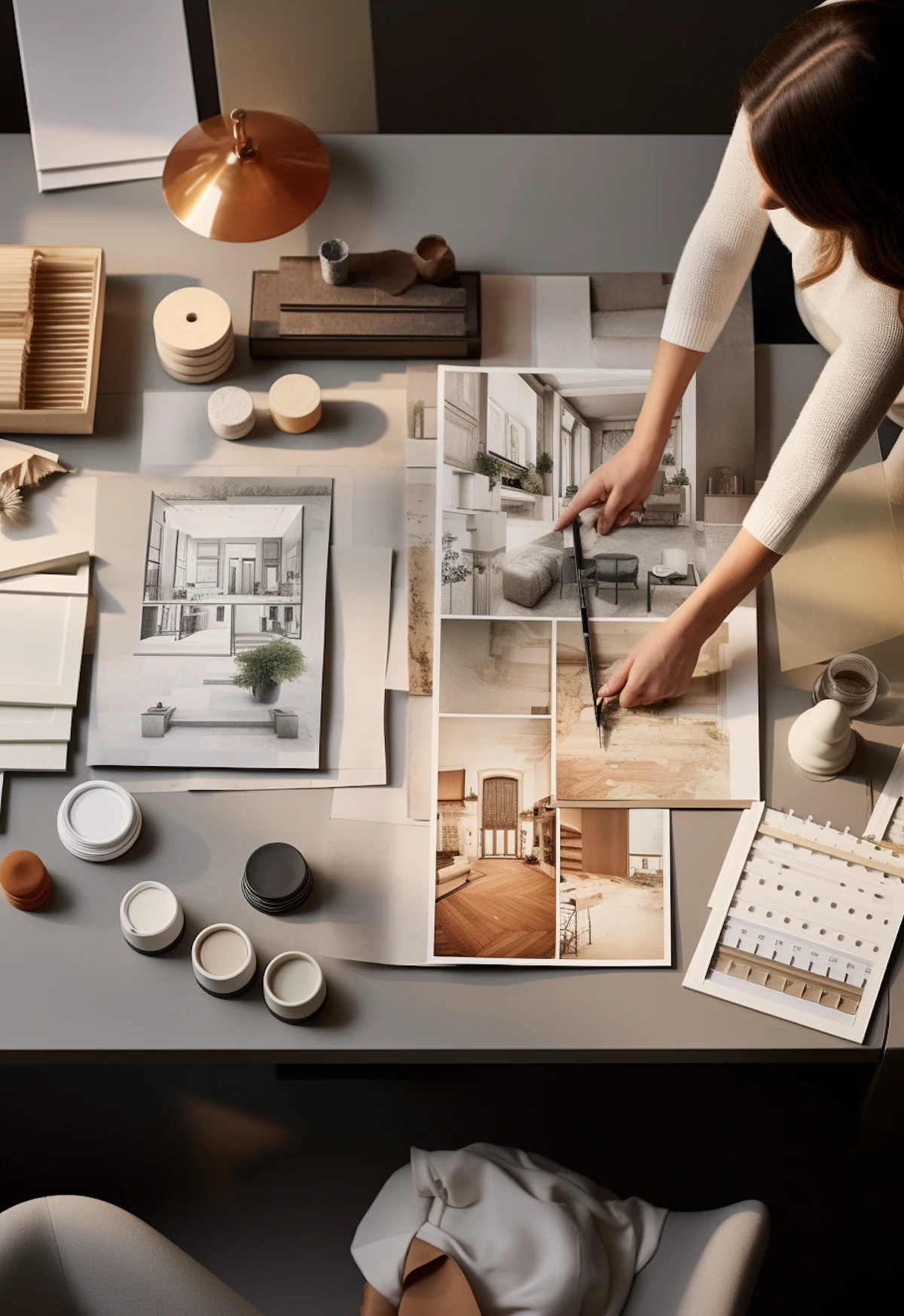 Designer planning color and palette selections in a studio
