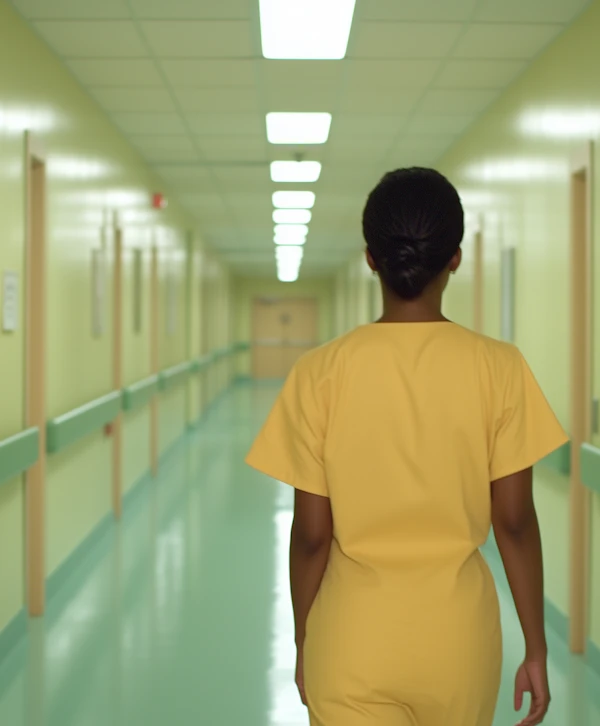 Healthcare Worker in Hospital Hallway