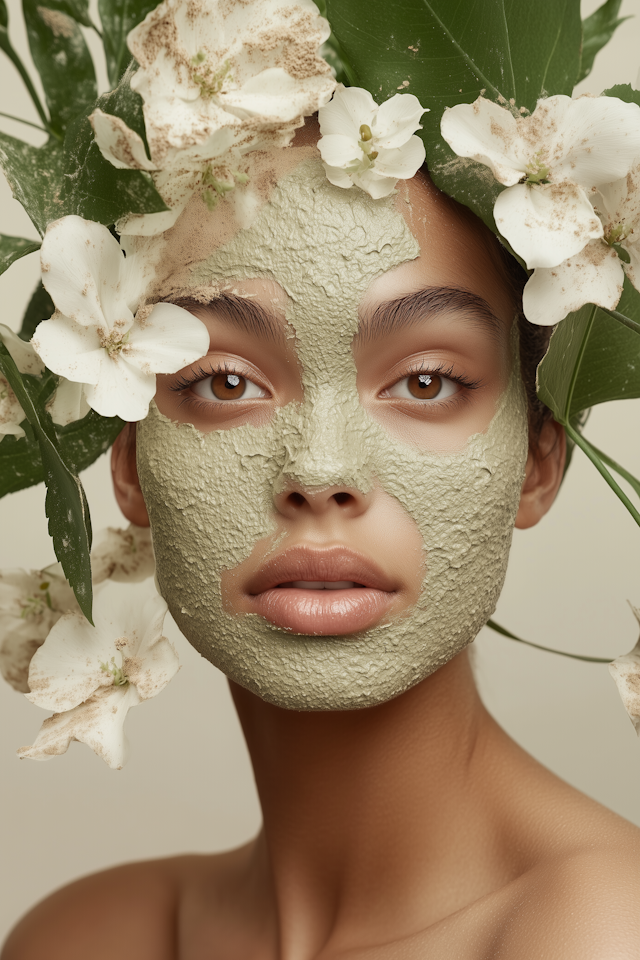 Close-up of Person with Green Clay Mask