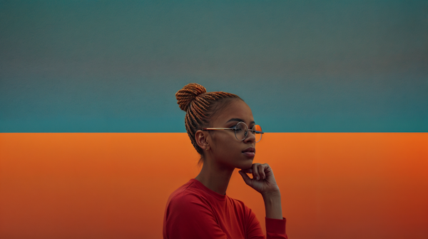 Reflective Young Woman with Braided Bun