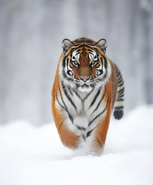 Majestic Tiger in Snowy Habitat