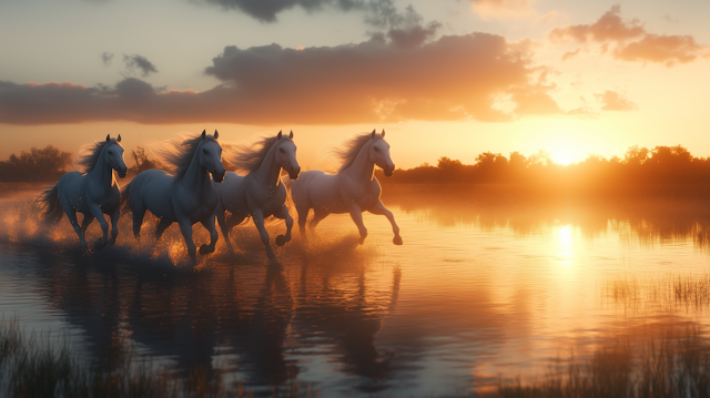 Galloping White Horses