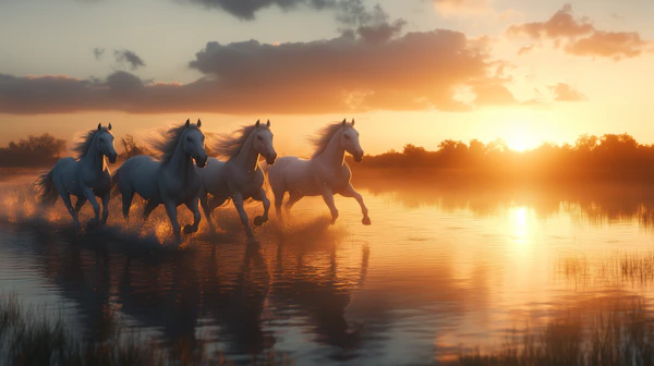 Galloping White Horses