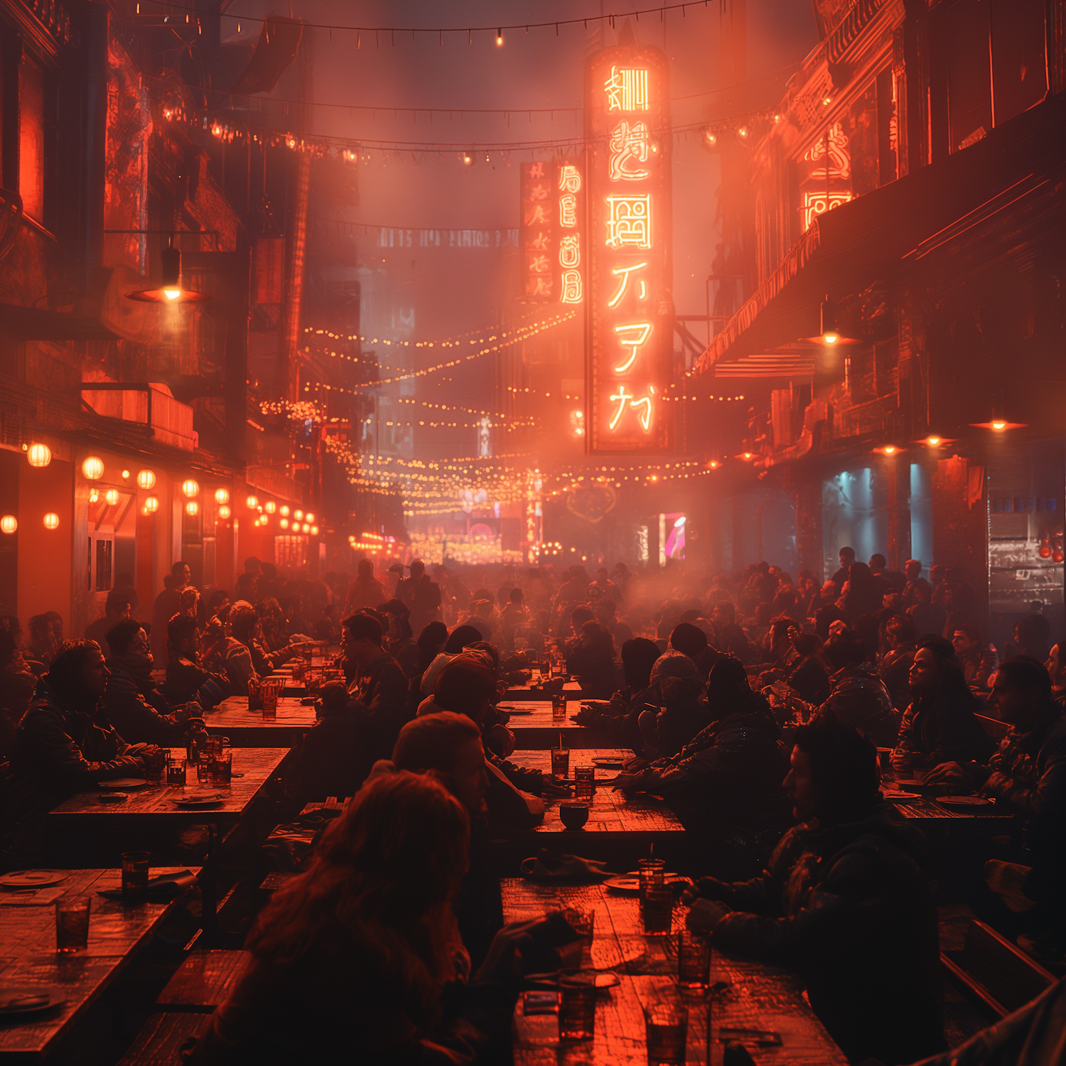 Bustling Night Market Ambiance