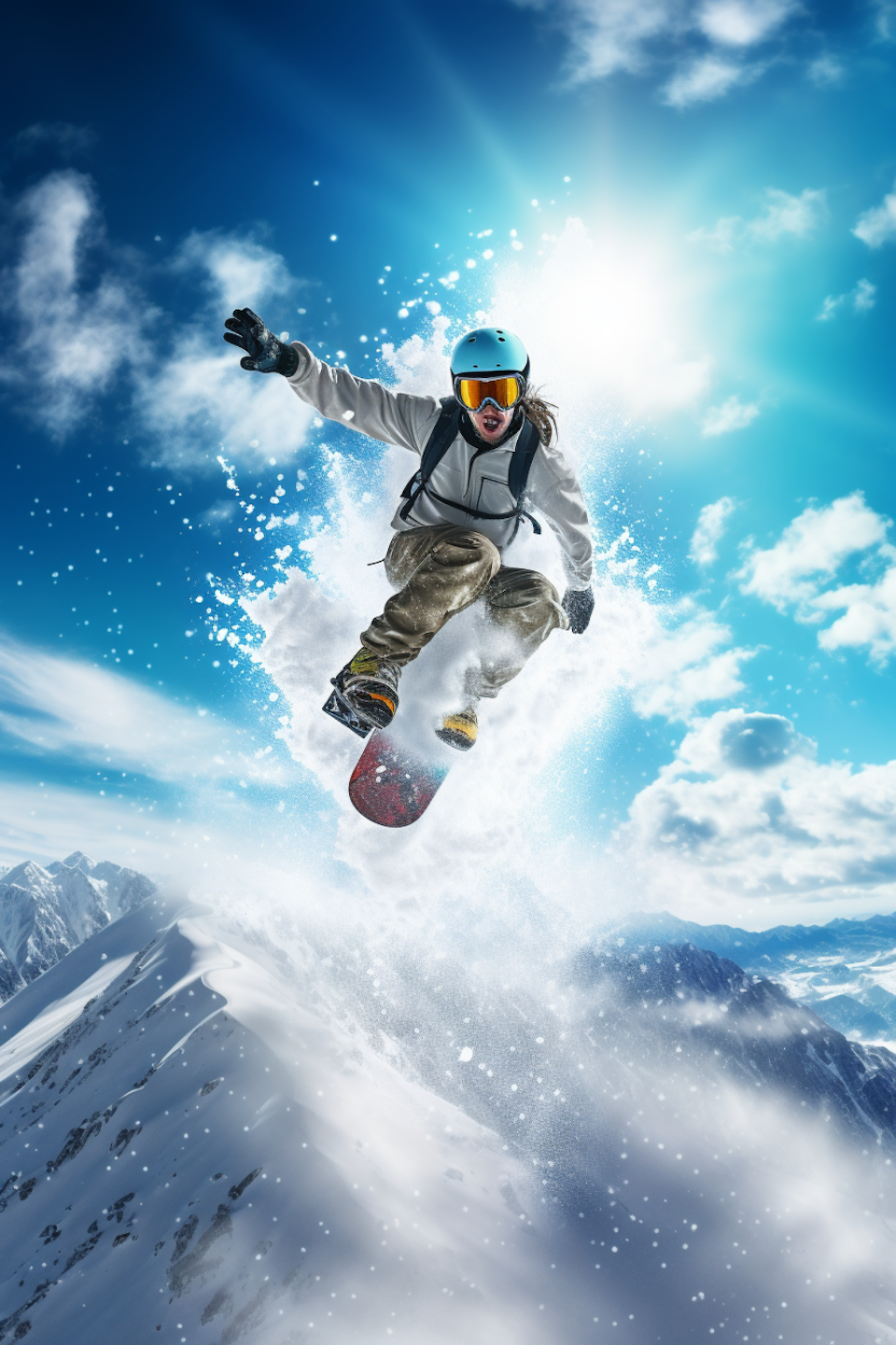 Skyward Snowboarder in Dynamic Leap