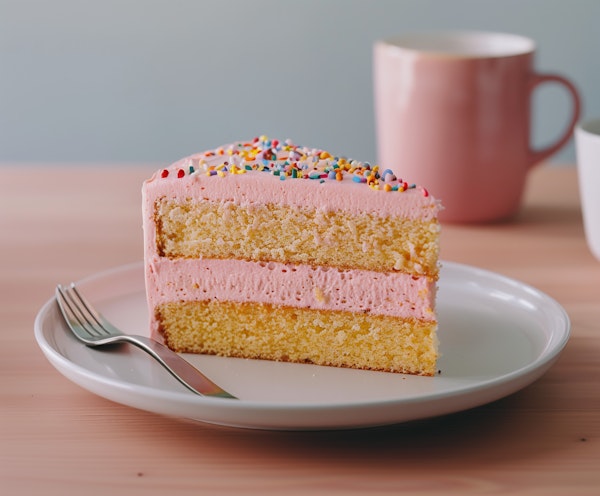 Colorful Layered Cake on Wooden Table