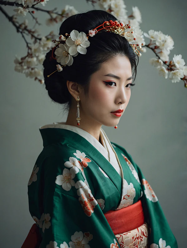 Woman in Traditional Japanese Kimono