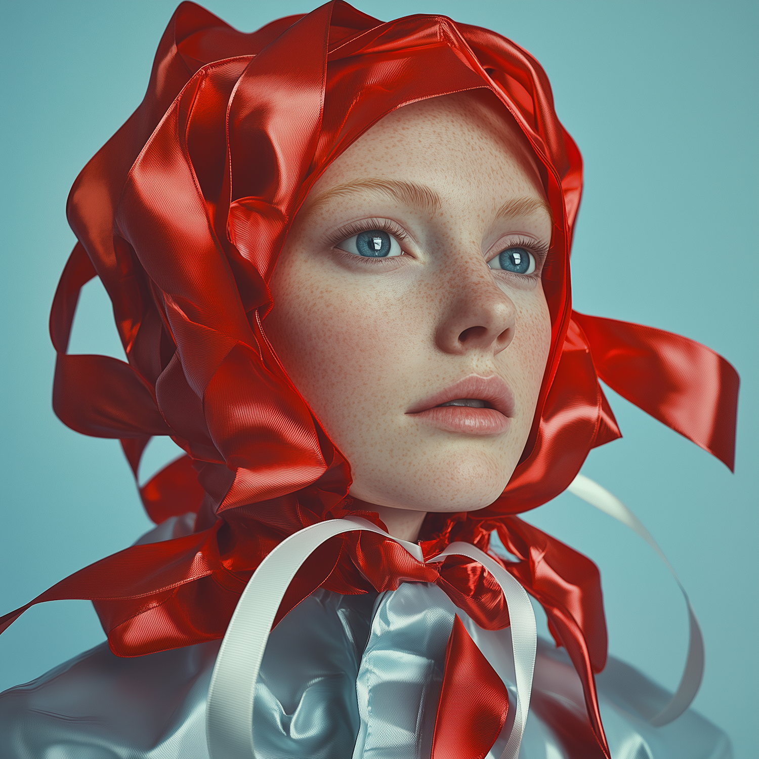 Young Woman in Red Satin Bonnet