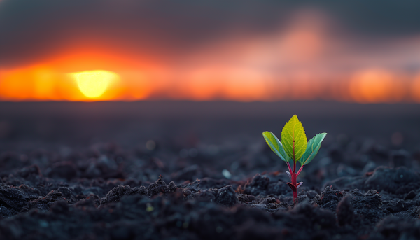 Vibrant Green Plant at Sunrise/Sunset