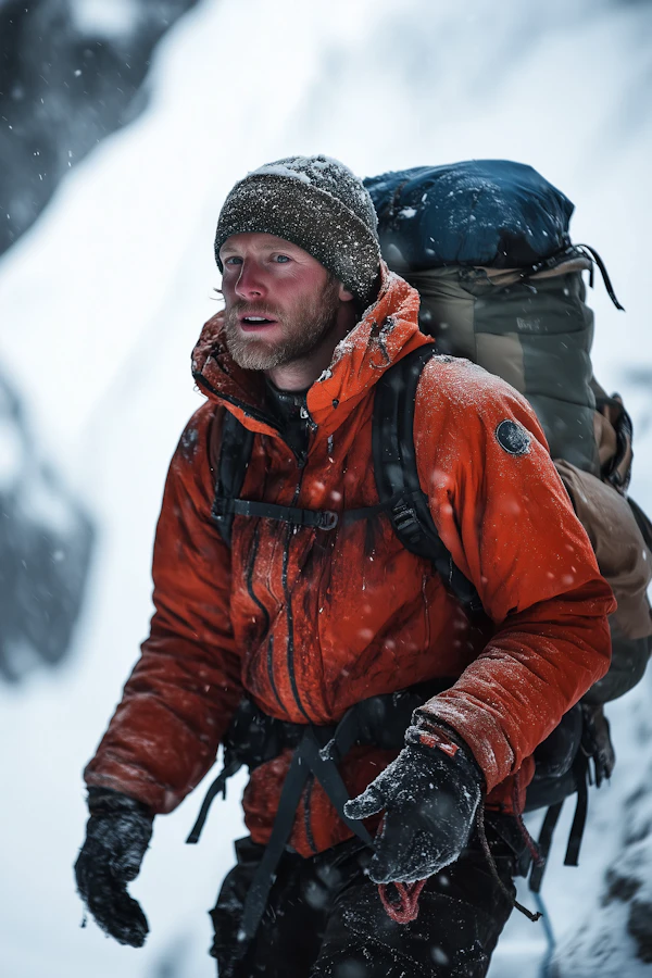 Hiker in Snowy Environment