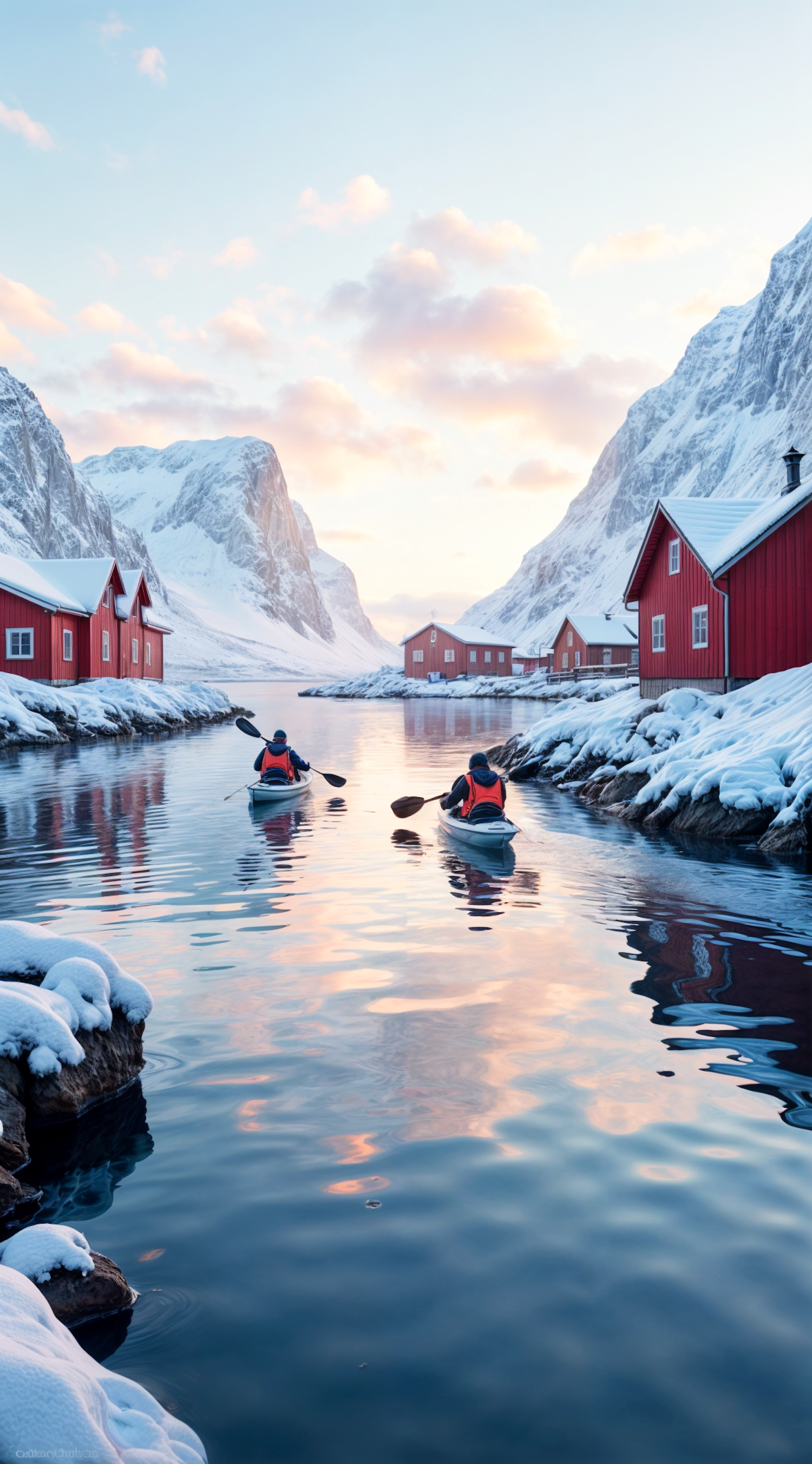 Winter Kayaking Scene