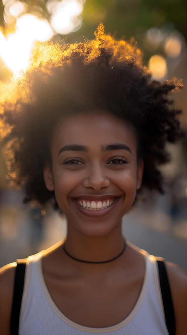 Radiant Smile in Golden Light