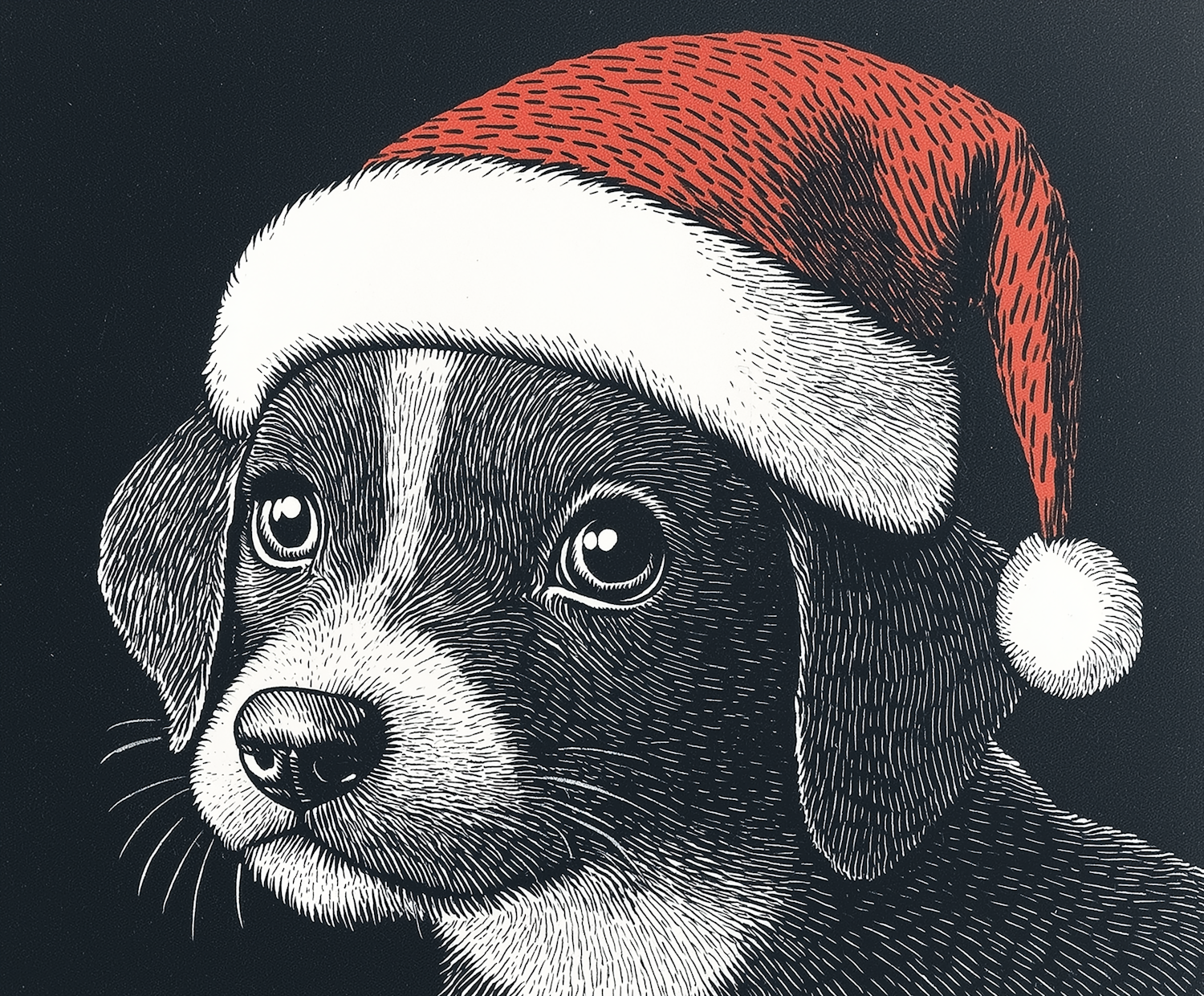 Puppy in Santa Hat Illustration