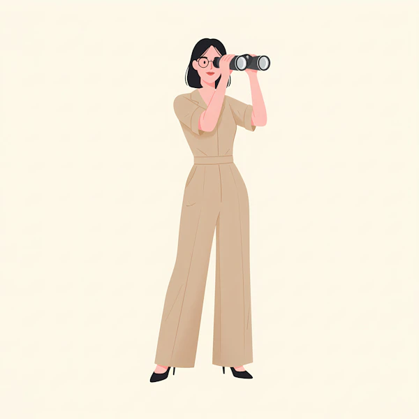 Woman Observing with Binoculars