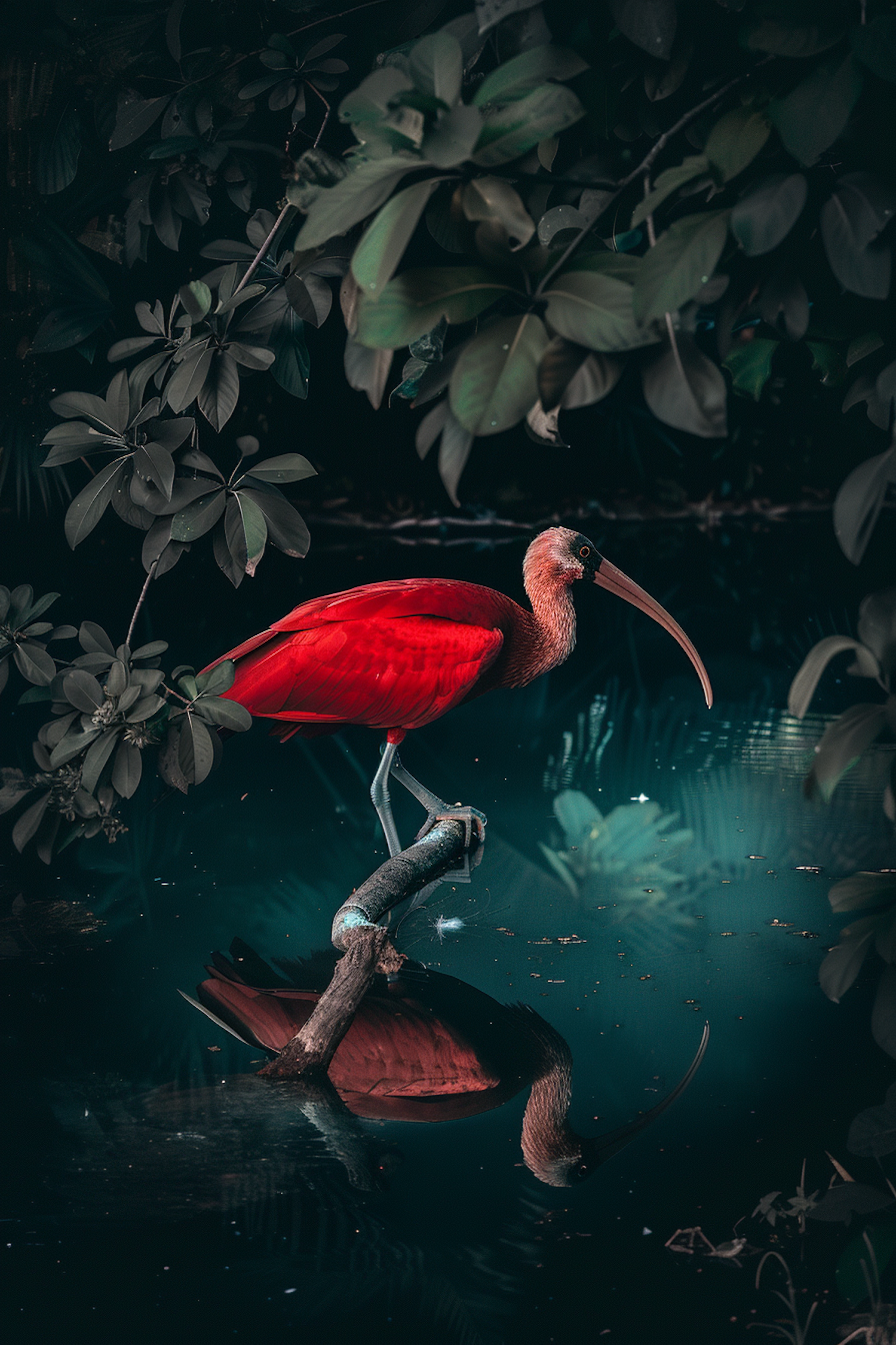 Scarlet Ibis on Branch