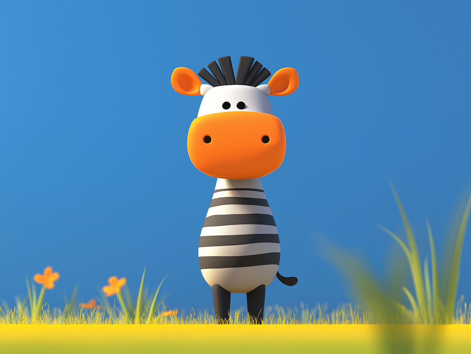 Cartoon Zebra in Field