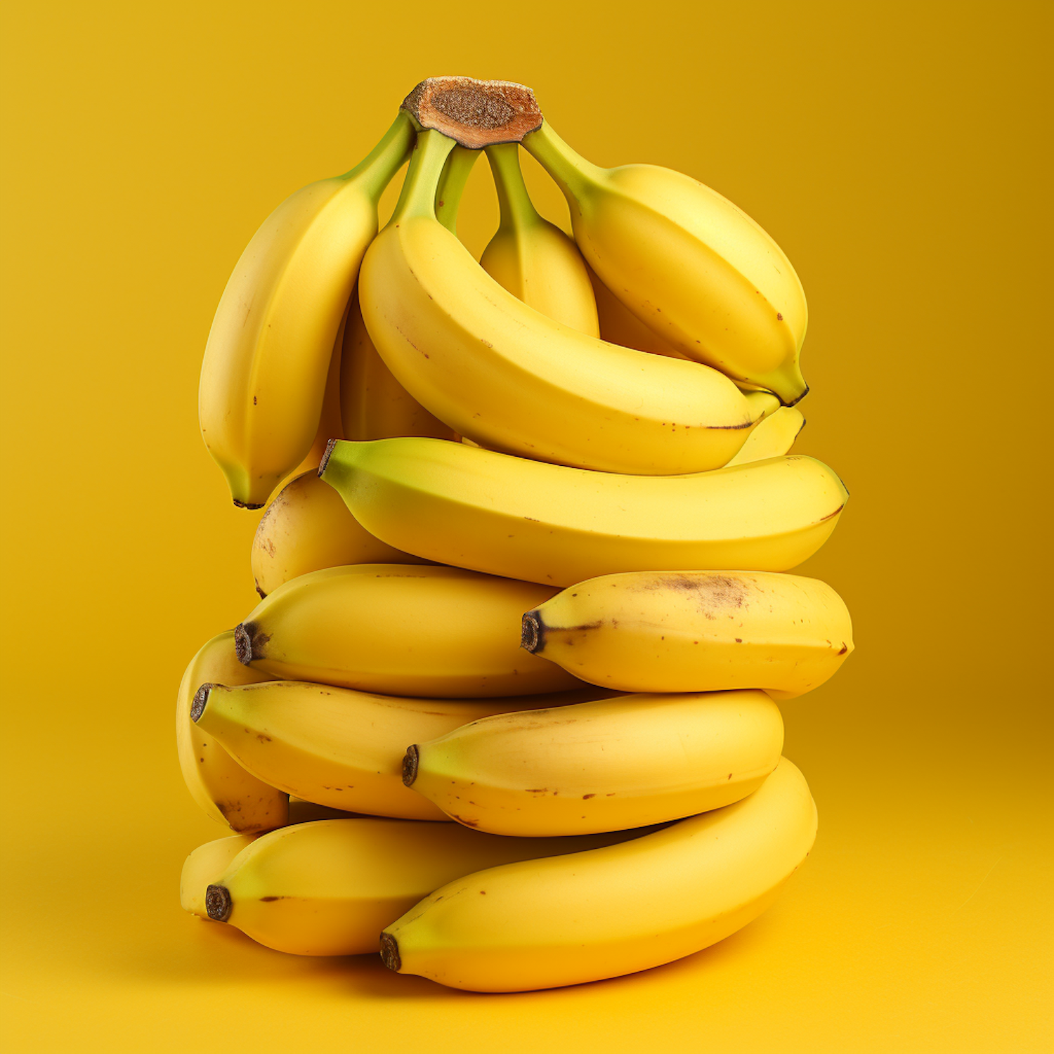 Ripe Bananas on Vivid Yellow