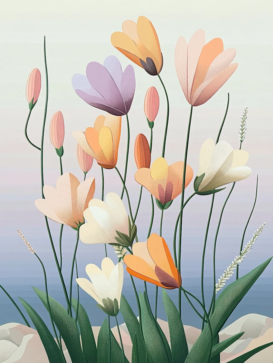 Stylized Pastel Flowers