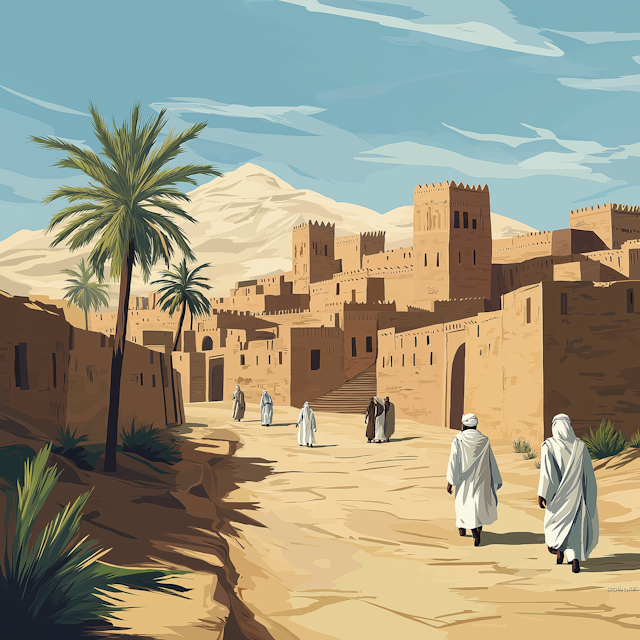 Desert Scene with Traditional Robes