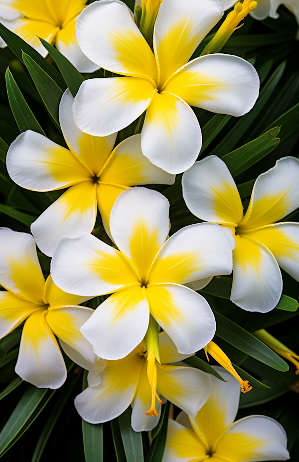 Vibrant Plumeria Cluster with Yellow Gradient