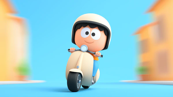 Cartoon Scooter Ride