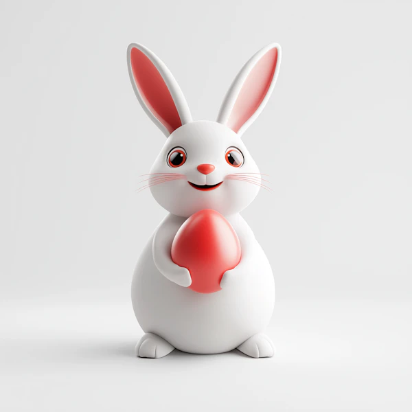 Cartoon Rabbit with Egg
