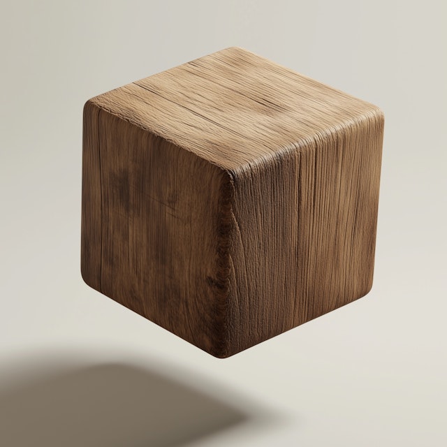 3D Wooden Cube Render