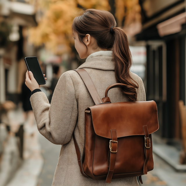 Woman with Smartphone in Autumn