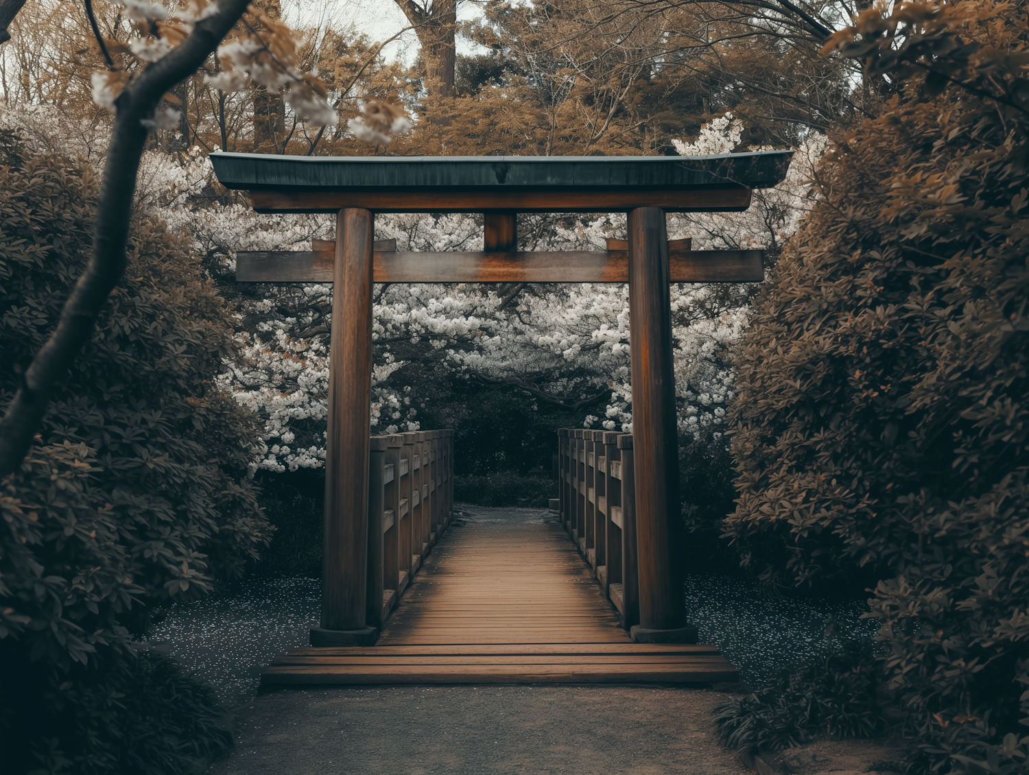 Serene Landscape with Torii Gate