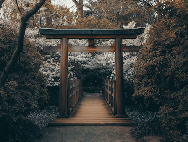 Serene Landscape with Torii Gate