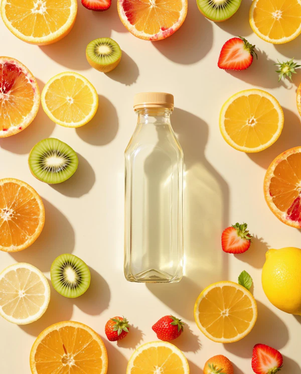 Fresh Fruits and Bottle