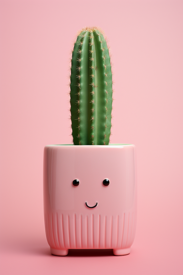 Happy Cactus in Pastel Pink Pot