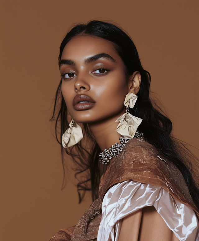 Portrait of a Woman with Statement Earrings