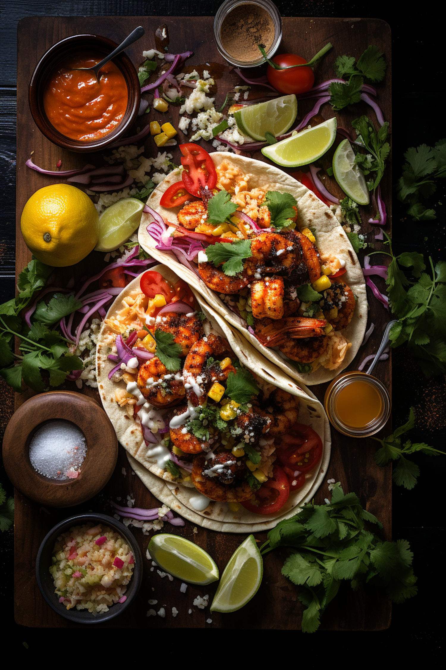 Rustic Mexican Shrimp Tacos Still Life