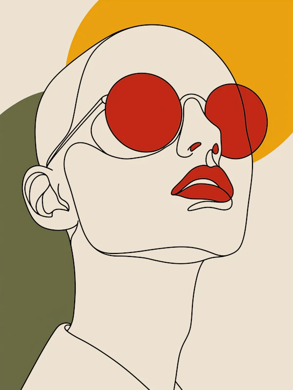 Stylized Portrait with Red Sunglasses