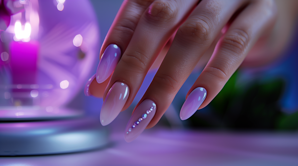 Ombre manicure with rhinestones