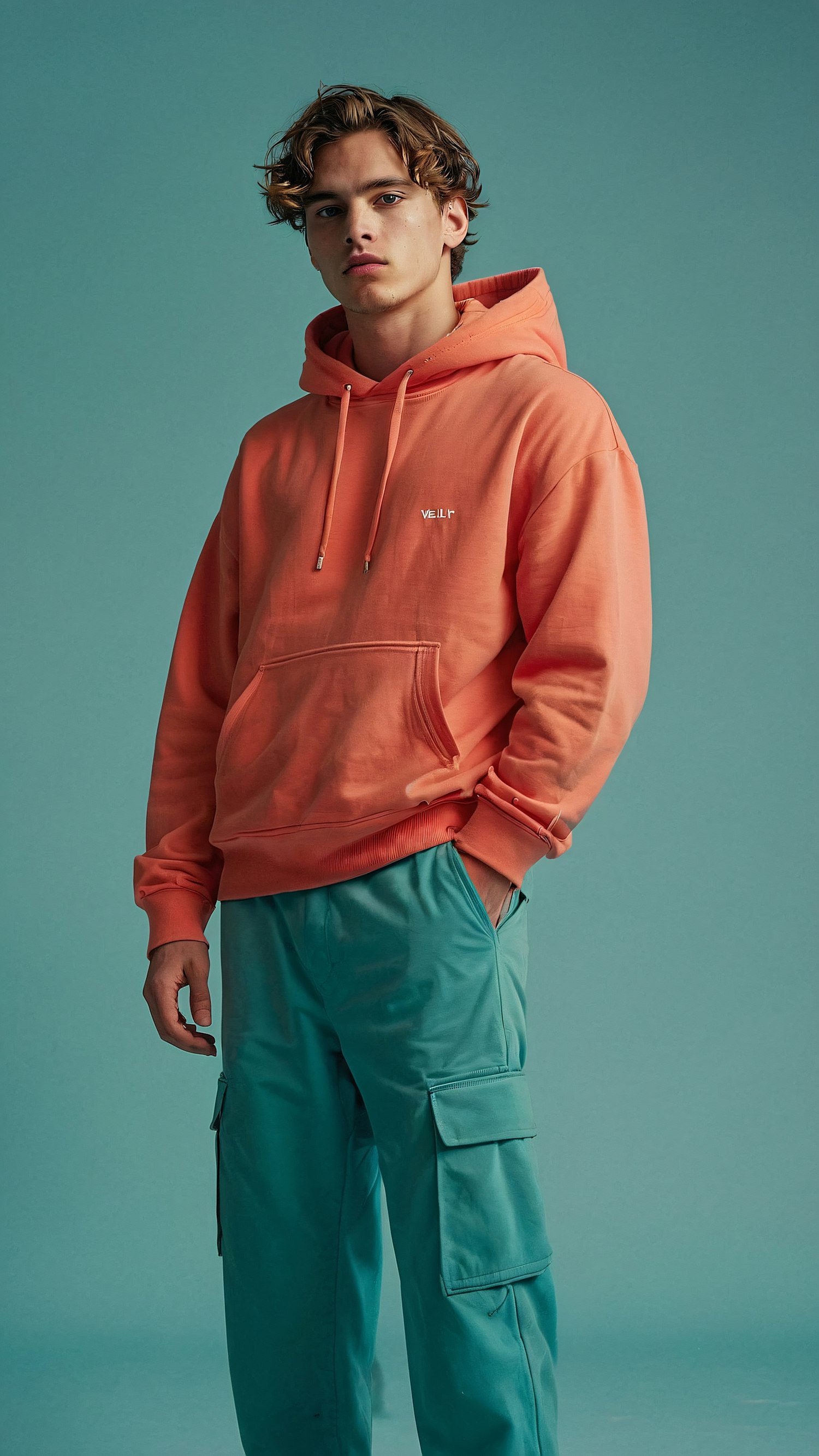 Young Man in Orange Hoodie