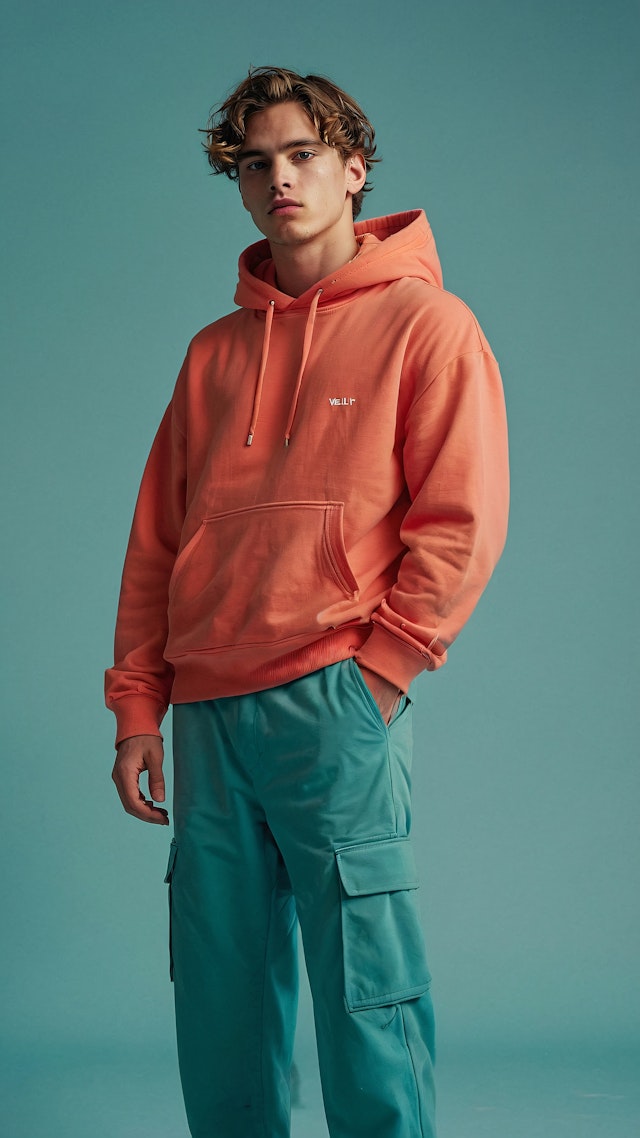 Young Man in Orange Hoodie