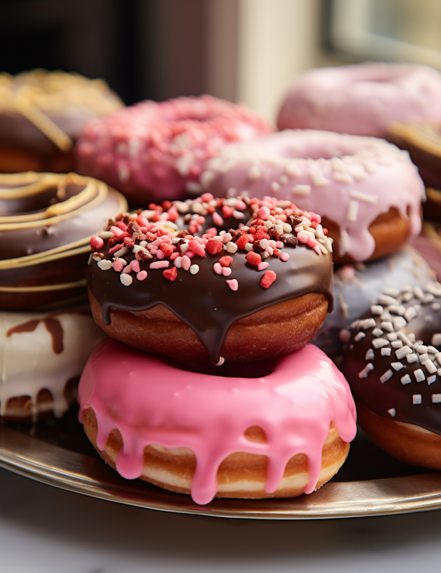 Decadent Delights: Chocolate and Strawberry Sprinkled Donuts