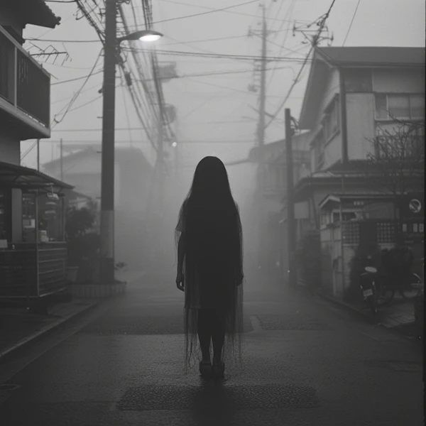 Mysterious Figure on a Foggy Street