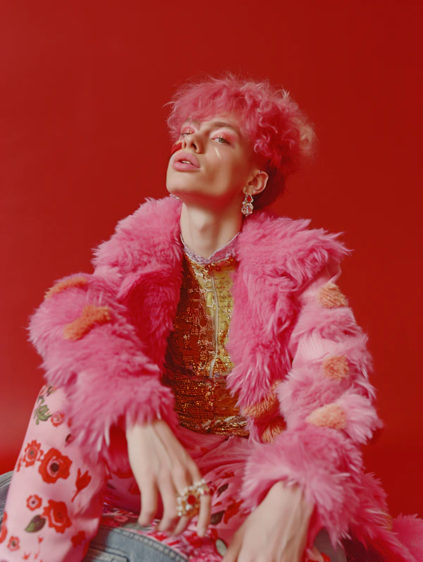 Elegant Introspection in Textured Pink