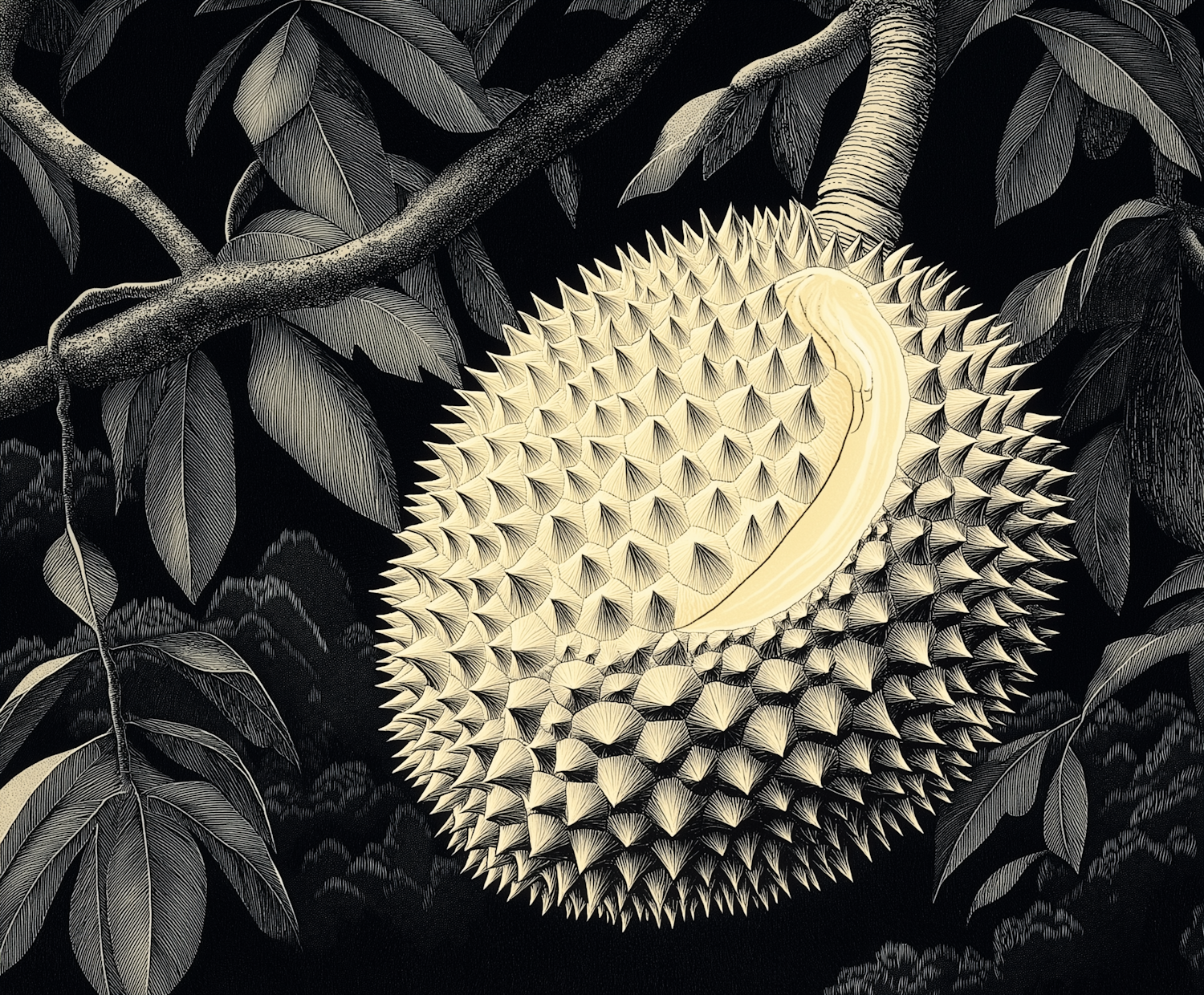 Detailed Durian Illustration