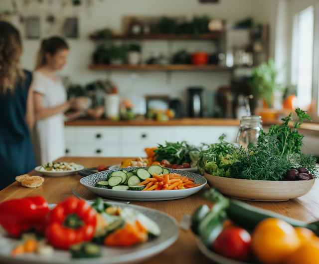 Kitchen Scene with Fresh Vegetables