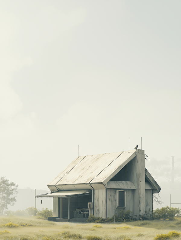 Solitary Modern House in Expansive Field