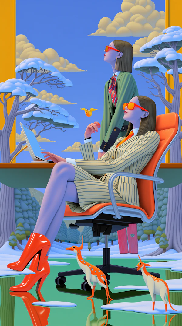 Surreal Office Scene