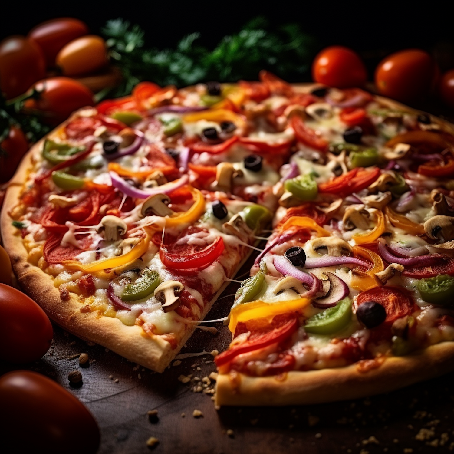 Gourmet Rainbow Veggie Pizza Delight